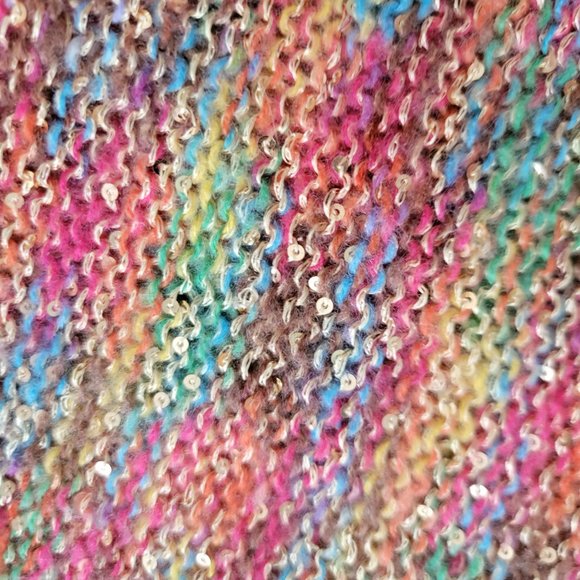 Miss Sasa Rainbow Sequin and Yarn Sweater with Cinched Sleeves - Picture 11 of 16